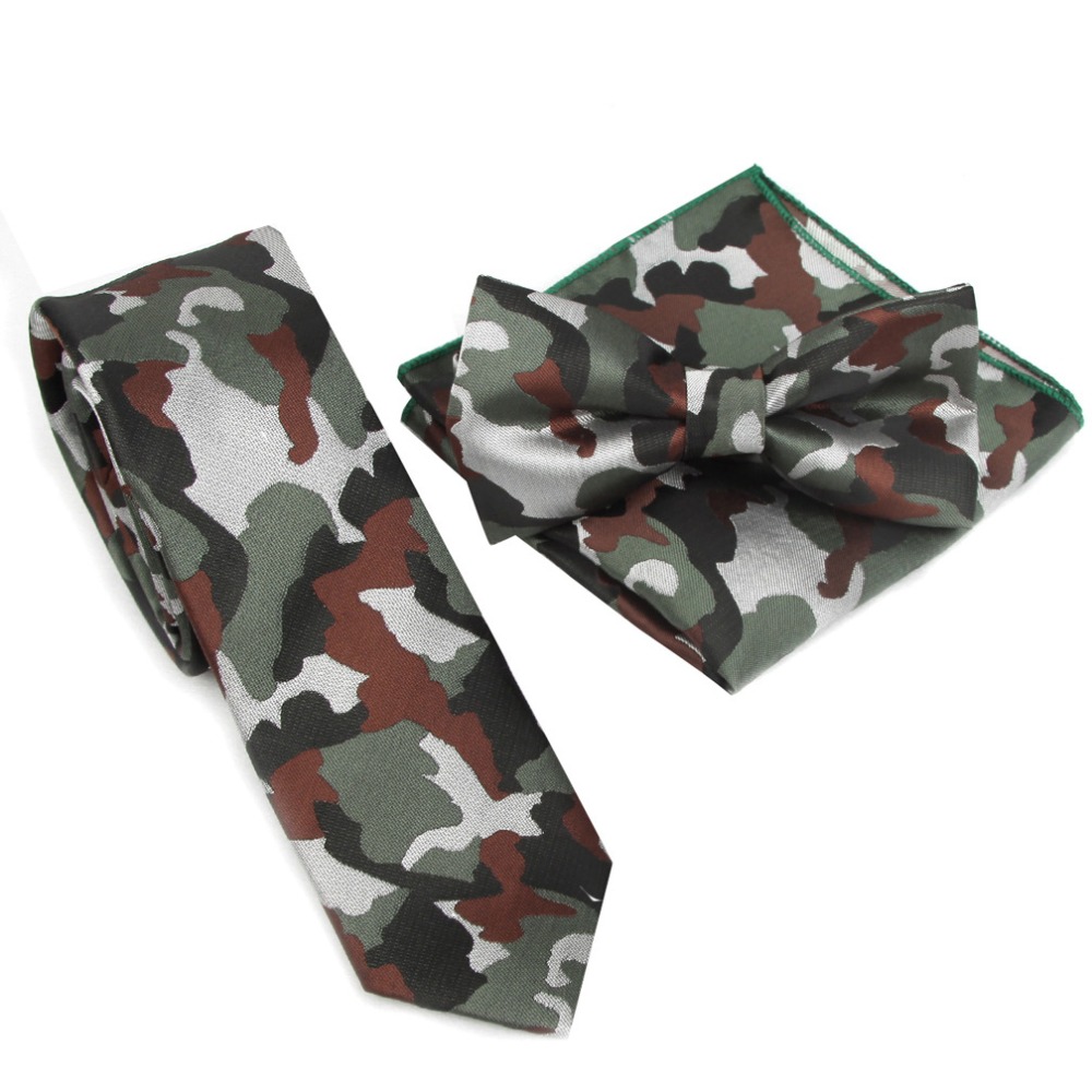Skinny Tie Men - Camouflage slanke vlinderdasjes set voor heren