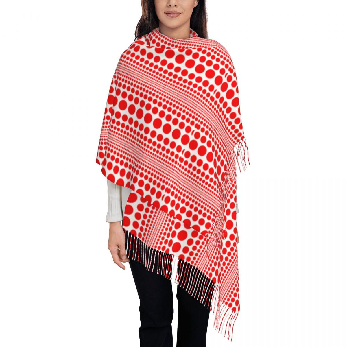 Infinity Scarf Knit - Rode Infinity Polka Dots sjaal voor