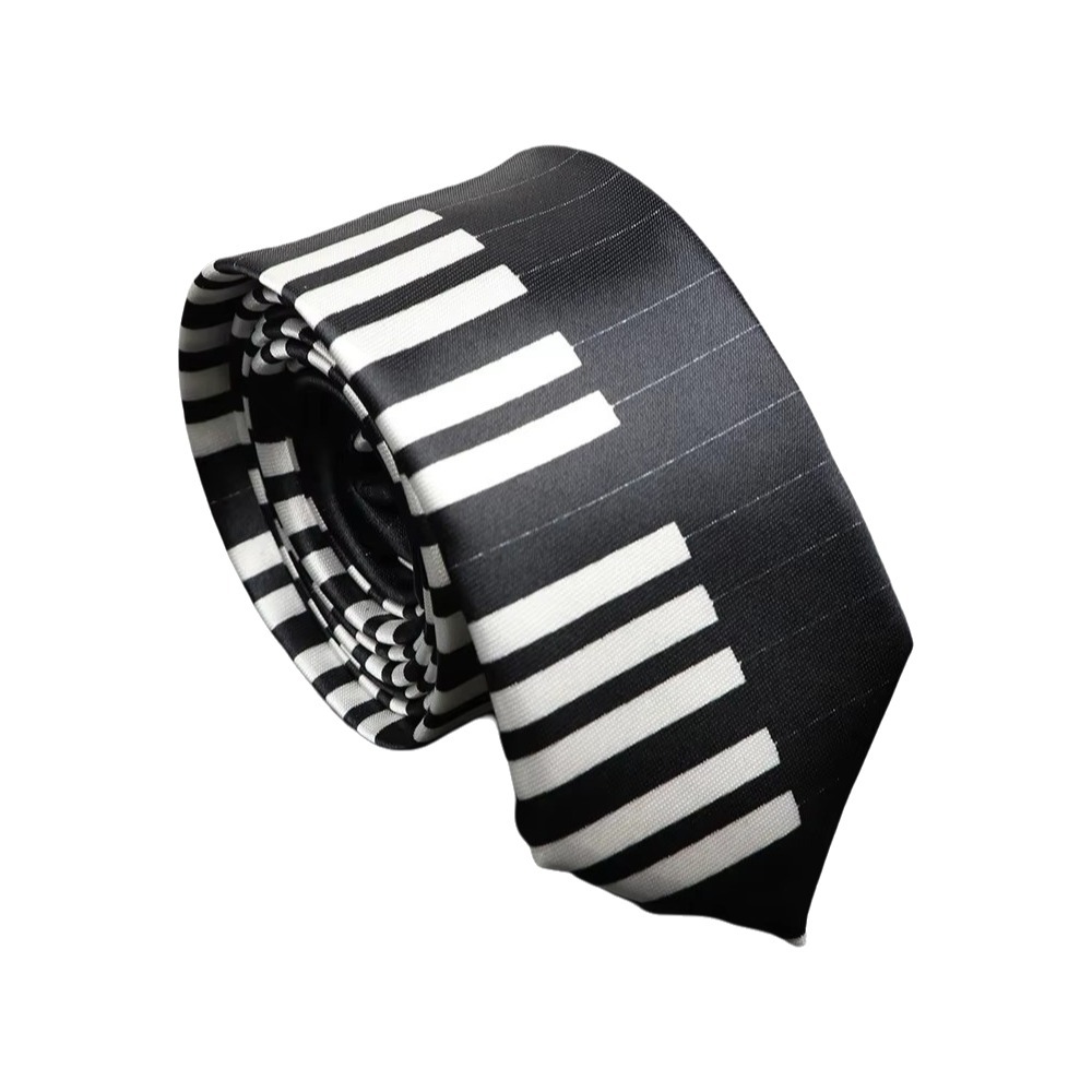 Skinny Tie Men - Eenvoudige smalle pianostropdas, slanke witte herenstropdas,