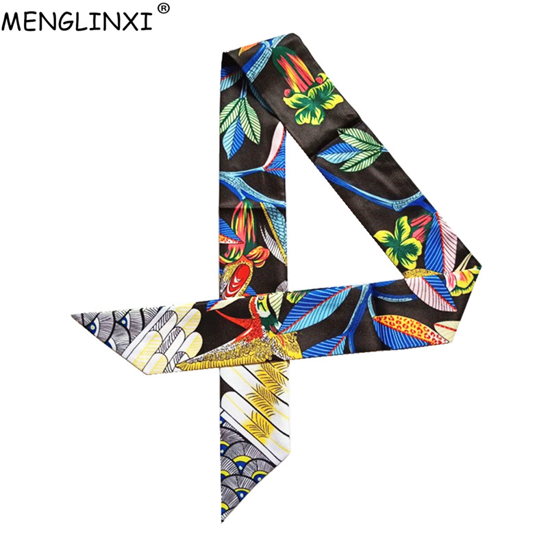 Silk Neck Scarf - Luxe Merk Hummingbird Print Skinny Zijden